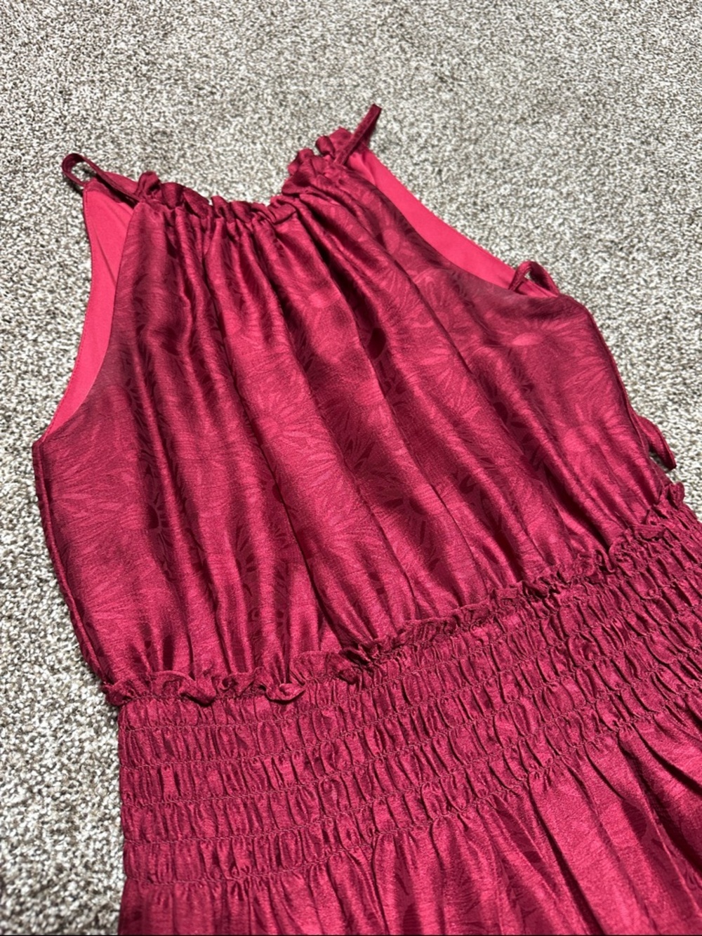 Taylor Tiered Maxi Dress in Deep Wine floral design size 2 - Picture 4 of 8